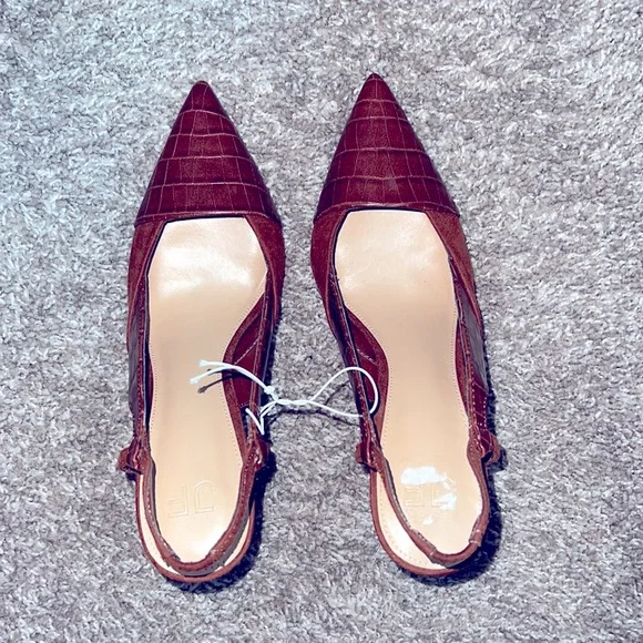 Suede and croc stiletto pumps - Picture 6 of 14